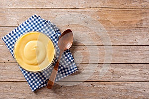 Pastry cream in a bowl photo