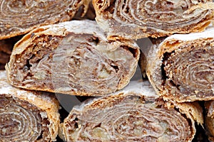 Pastry - nut roll, cake made in Slovakia