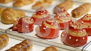 Pastry in a showcases