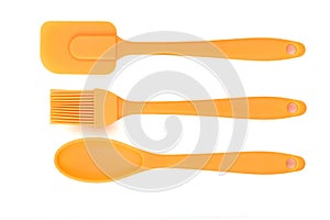 Pastry silicone tools. Kitchen utensils. Kitchen tools on white background. Close-up
