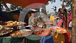 Pastry and sweet street seller in nepali fair