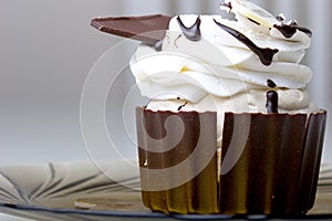 Pastry Tiramisu layered cake in a chocolate cup