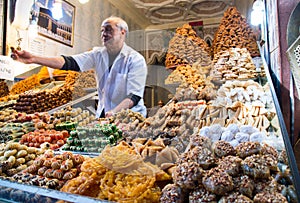 Marrakesh souk sweet pastry vendor