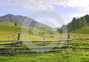 Pasture fence in the Altai Mountains