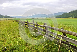 Pasture fence in the Altai Mountains