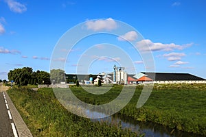 Pastures with farms and roads in the future Fifth Village of the Zuidplaspolder of the municipality of Zuidplas