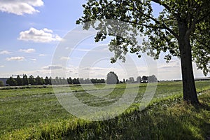Pastures with farms and roads in the future Fifth Village of the Zuidplaspolder of the municipality of Zuidplas