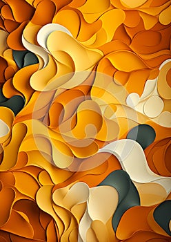 Pat Abstract Paper Large Yellow White Flowers Color Orange Swirl