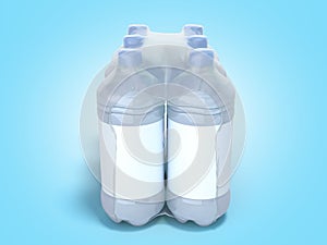 Pat bottles in wrapped package 3d render on blue gradient