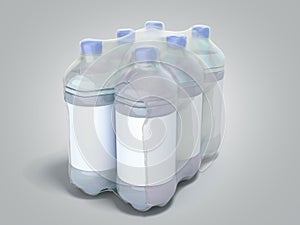 Pat bottles in wrapped package 3d render on grey gradient