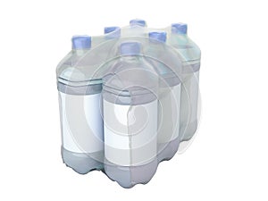 Pat bottles in wrapped package 3d render on whiite no shadow photo