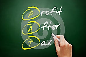 PAT - Profit After Tax acronym, business concept background