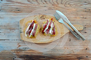 Patacones or tostones are fried green plantain slices, made with green plantains