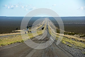 Patagonia endless road on sunny day