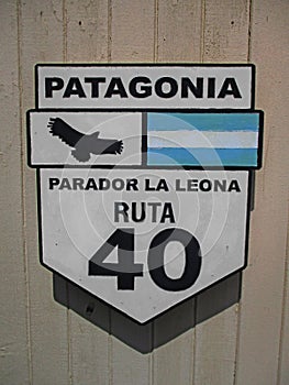 Patagonia Ruta Nacional 40 Sign Parador La Leona photo