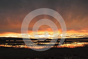 Patagonian sunset over El Calafate city