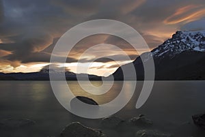 Patagonian sunset over lago nordenskjÃ¶ld