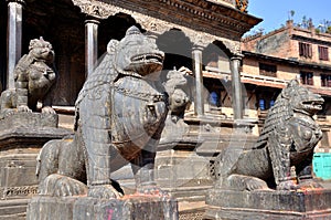 Stone Lion at Patan Durbar Square photo