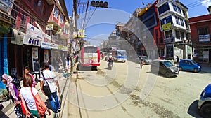 PATAN, NEPAL - April 13, 2018: People going at street in Patan, ancient city in Kathmandu Valley.