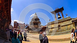 PATAN, NEPAL - April 13, 2018: People going at street in Patan, ancient city in Kathmandu Valley.