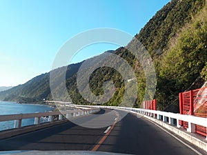 Patapat Viaduct, early morning sun highway hills, Phils.