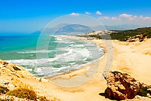 Patara beach on the Mediterranean coast of Turkey. View from above