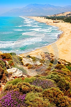 Patara beach on the Mediterranean coast of Turkey. View from above