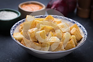 Patatas bravas, spanish fried potato photo