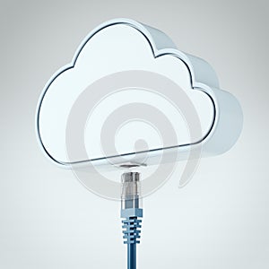 Patch cable connecting with cloud. 3d rendering
