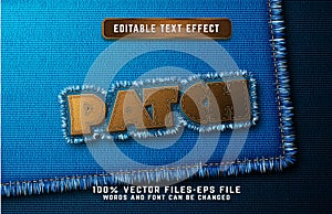 Patch 3d realistic text effect premium vectors