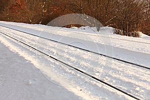 Patch in snow - railroad in winter