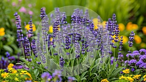 A patch of vibrant purple lavender blooms surrounded by lowmaintenance droughttolerant herbs