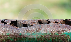 Patched oxidation rust iron pole