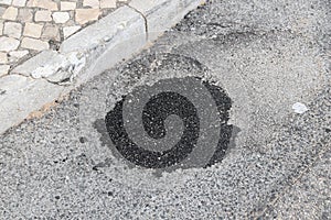 Patched pothole in Portugal