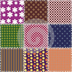 Patchwork background with different patterns