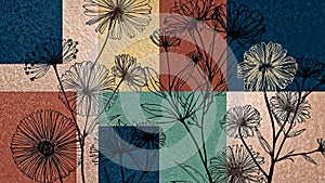 Abstract Botanical Patchwork Pattern
