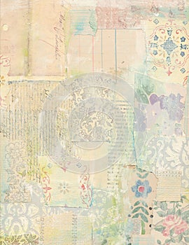 Patchwork collage of vintage papers photo