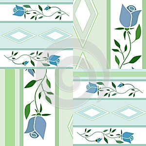 Patchwork floral pattern background with decorative elements