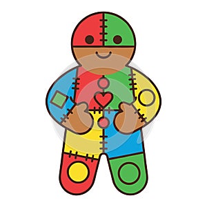 Patchwork Gingerbread Man Vector Illustration