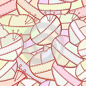 Patchwork hearts vector seamless pattern.