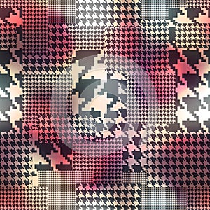 Patchwork of houndstooths pattern on blurred