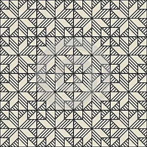 Patchwork monochrome geometric seamless pattern