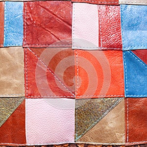 Patchwork pattern from various leather pieces