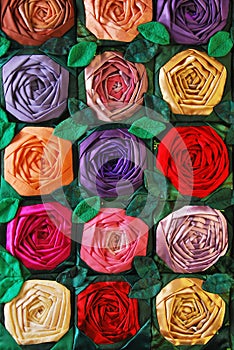 Patchwork quilt with flowers