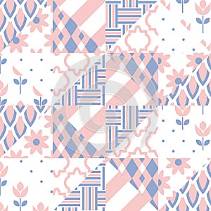 Patchwork quilt vector pattern tiles