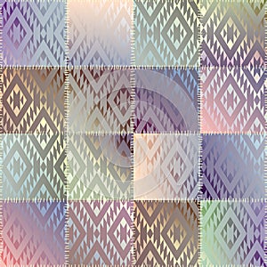 Patchwork of satin fabric