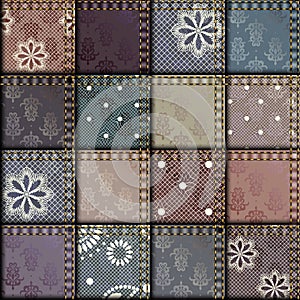 Patchwork of satin fabric