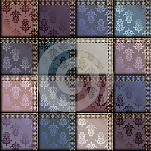 Patchwork of satin fabric