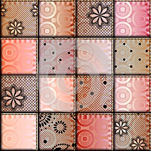 Patchwork of satin fabric