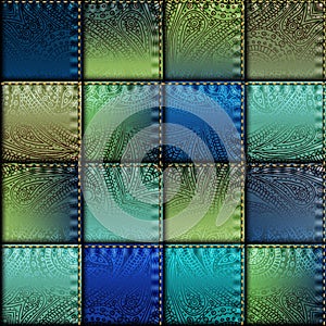 Patchwork of satin fabric